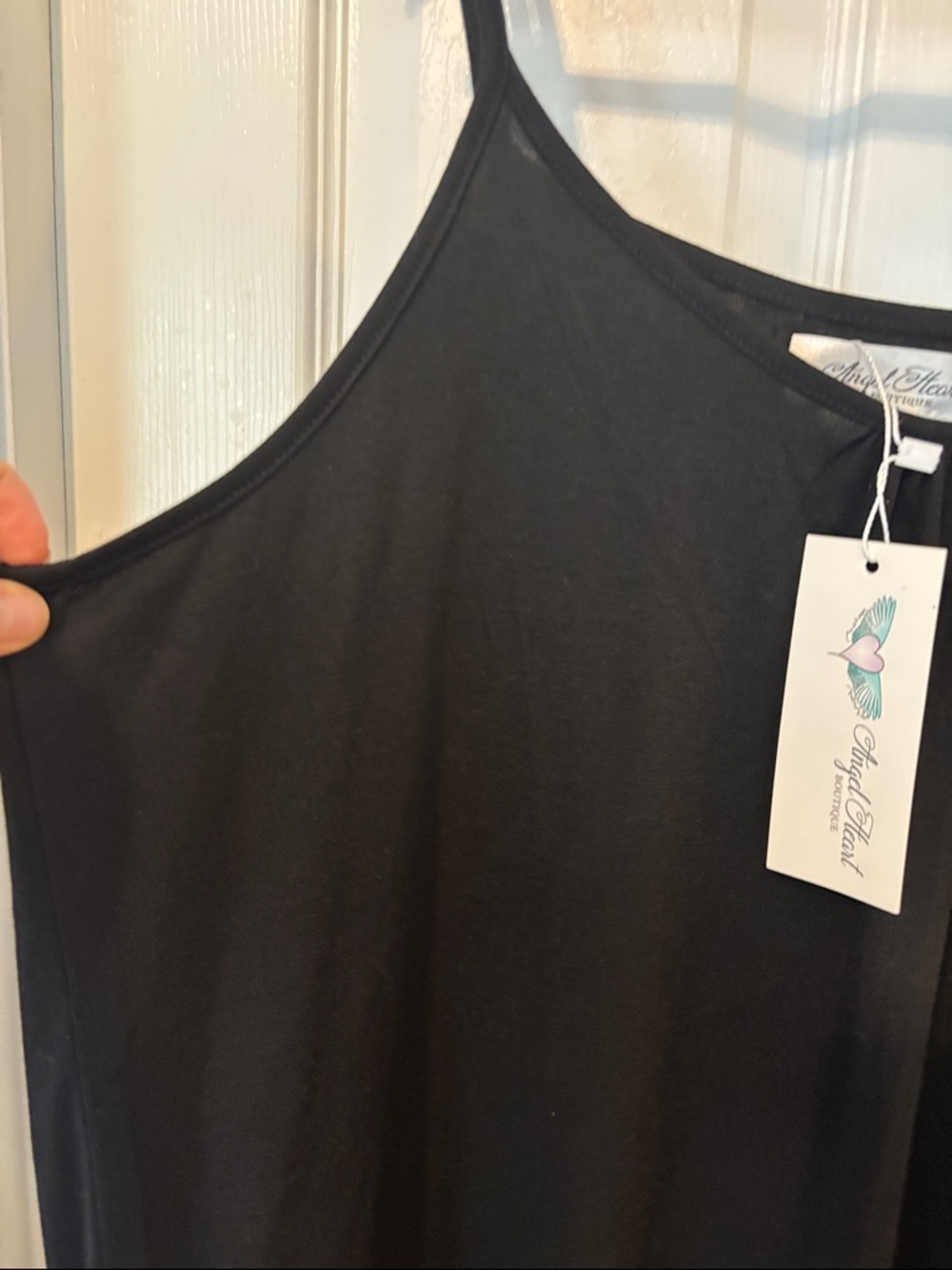 Black Spaghetti Strap Ruffle Hem Dress / Dress Extender. Size 1X - Picture 6 of 9